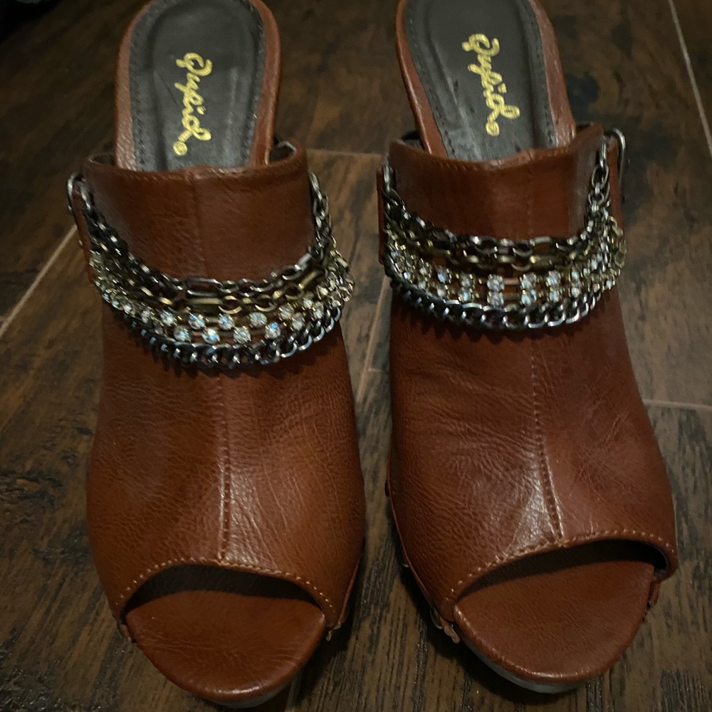 Brown Platform Clogs - image 6
